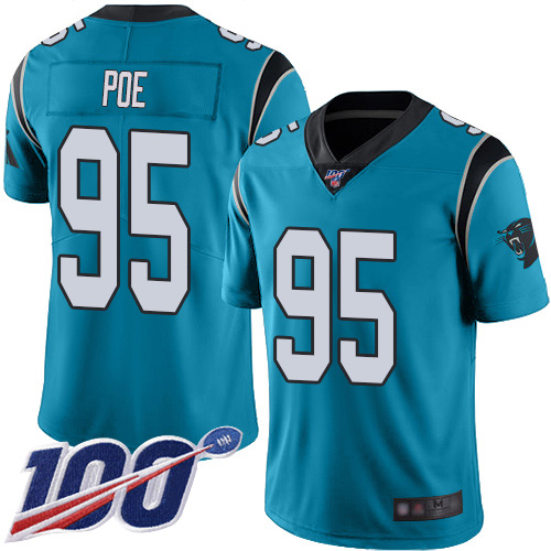 Carolina Panthers Limited Blue Youth Dontari Poe Alternate Jersey NFL Football #95 100th Season Vapor Untouchable->youth nfl jersey->Youth Jersey